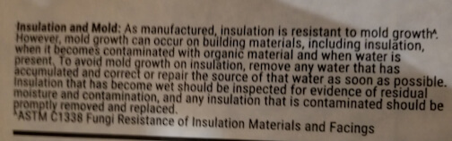 Manufactures product warning on insulation that gets wet as seened on https://www.peerreviewedproducts.com